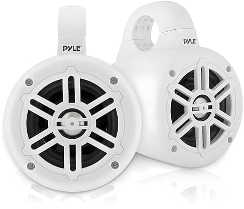 Pyle Altavoces de Torre, Wakeboard Marinos, A Prueba de Agua, Subwoofer Doble de 4”, 300W, Kit de Sistema de Audio, para Barco, Tweeter de cupula de Titanio, Abrazaderas de Montaje