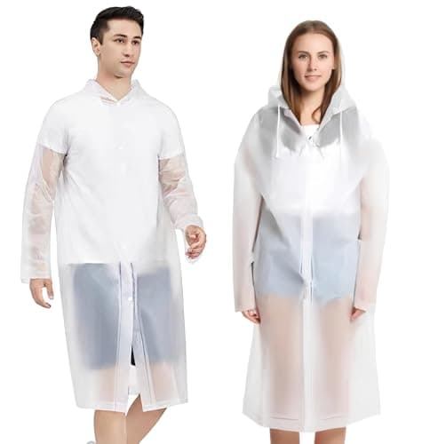 Gerhannery Chubasqueros Impermeable, 2 de Paquete Poncho de Lluvia Reutilizable con Capucha y Mangas, Hombre Mujer Ligero y Impermeable Poncho, Ropa de Agua para Viajes y Exteriores