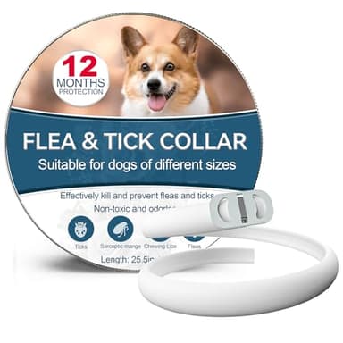 Collar Antiparasitario Perros, Seguro y Eficaz Collares Antiparasitos Perros, 12 Meses de Eficacia Collar Antipulgas Perros de 65 cm para Perros Pequeños, Medianos y Grandes (65cm)
