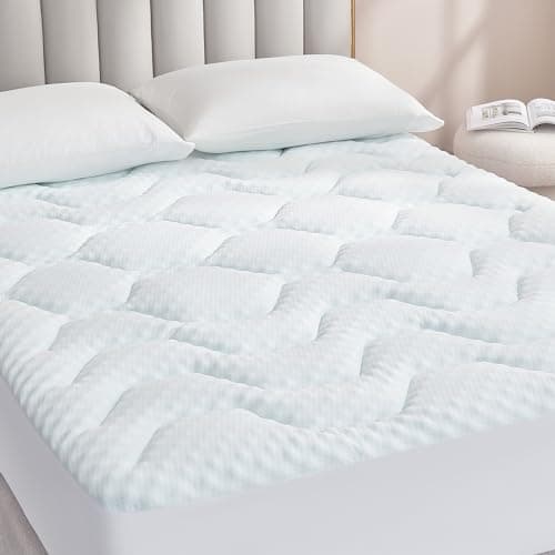 EHEYCIGA Topper para Colchón Viscoelastica 150x200, Sobrecolchon Memory Foam Mattress Topper, Transpirable sobre Colchon con Extra Profundo, Blanco