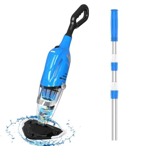 PoolyPoly 2025 Nueva Aspiradora de Piscina con Batería, Limpiafondos Manual para Piscina, Autonomía 80 Minutos, Aspiradora Eléctrica para Piscina, SPA, Azul