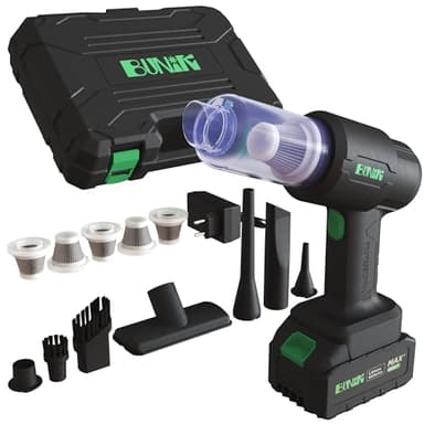 BUNIK Aspirador de Coche 21000Pa - Aspiradora de Mano sin Cable. 200W de Potencia para el Hogar, Ideal como Aspiradora para Pelos de Mascota - Batería Larga duración