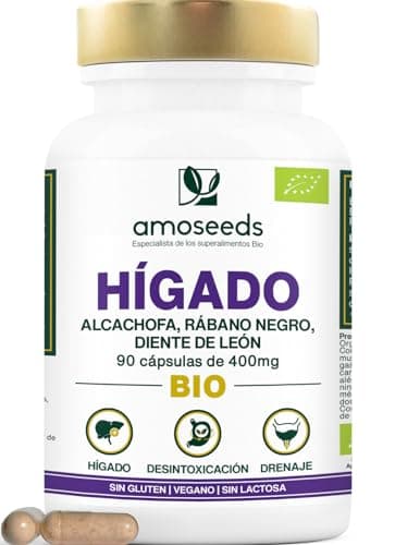 Detox Hígado BIO | Aalta dosis: 1200mg / día | Diurético, Depurativo, Desintoxicación | Alcachofa, Rábano Negro, Diente de León | 90 Cápsulas | Primera Calidad