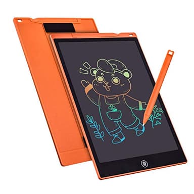 Tableta de Escritura Color Lcd 12 Pulgadas, Tablet Escritura Pantalla Colorido Infantil, Tableta Grafica Dibujo Niños Adecuada Para el Hogar, Escuela, Oficina, Cuaderno de Notas con Fundas (Orange)
