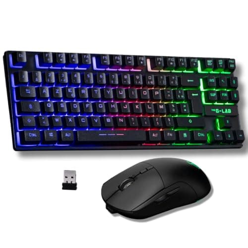The G-Lab - Combo Oxygen EX – Pack Teclado y Raton inalámbrico Gaming con LED RGB – Teclado Gaming inalámbrico Formato TKL, Layout Español y Raton Gaming inalámbrico, 3200 dpi - PC/PS4/PS5 - Nuevo