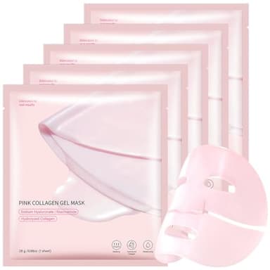 Collagen Mask 5 Piezas Mascarilla Colageno Lepilon Facial Bio Real Deep Mascara Coreana Colágeno para la Cara Hidratante Máscara Overnight Noche Bio-collagen Beauty Iluminar el Color de La Piel