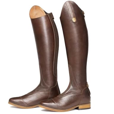 WEHAM Marrón,43,Botas ecuestres para hombre y mujer, estilo retro, con cordones, de cuero PU, botas de caballero, botas largas para montar al aire libre para principiantes