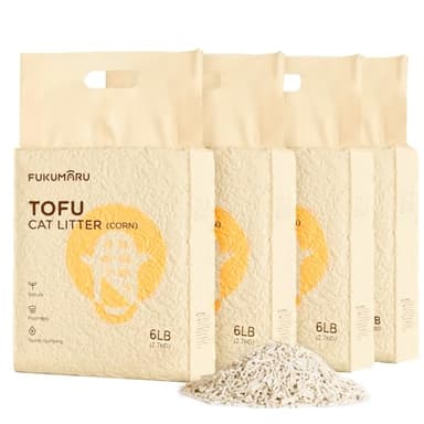 FUKUMARU Arena de Tofu para Gatos 10.8kg - Arena aglomerante para Gatos, Mezcla de pellets de maíz, Libre de Polvo y fácil de aglomerar, Control de olores, se Puede desechar en el Inodoro