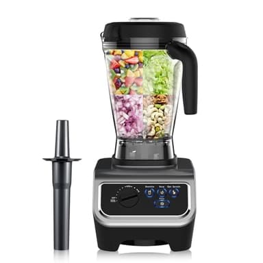 iCucina Licuadora de 1500 W para cocina con programas de mezcla preestablecidos, batidora de grado profesional de 64 onzas para batidos, sopas, inmersiones, mantequilla de nueces, tarro Tritan sin BPA