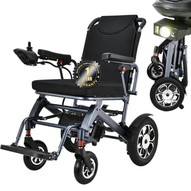 WEYRAL Silla de Ruedas Eléctrica Plegable, Silla de Ruedas Para Viajar, Batería de Litio 12Ah Autonomía 24 km, Motor 500 W, Silla de Ruedas Eléctrica Todo Terreno
