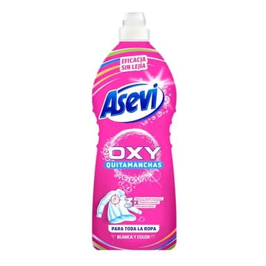 Asevi Quitamanchas Oxy Gel - Quitamanchas con Oxígeno Activo - Ropa Blanca y Color - Blancos Luminosos - Colores Brillantes - Protege las Fibras - Sin Lejía - Aroma a Limpio - Envase de 1100 ml