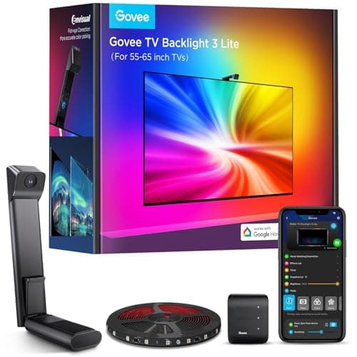 Govee Luces LED TV Retroiluminación 3 Lite con Fish-Eye Función, WiFi RGBICW de 3,6 M con Cámara, 4 Colores en 1 Lámpara, Tira LED adecuado para TV de 55 a 65 pulgadas, Control por Voz y Aplicación