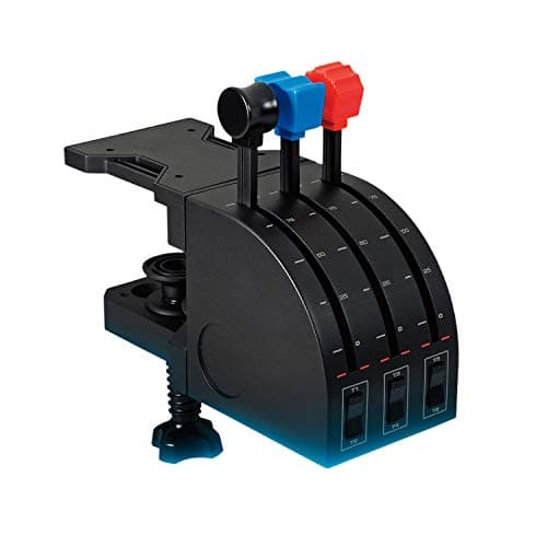 Logitech G Saitek Pro Flight Throttle Quadrant Palancas de Eje de Cuandrante de Aceleración para Simulación de Vuelo, Pantalla LCD, 3 Conmutadores Bidireccionales, Soporte Ajustable, USB, PC - Negro