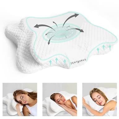 Zentaurus Almohada Cervical - Almohada ORTOPEDICA para CERVICALES - 60x40x12 - Almohada ERGONÓMICA - COJIN Cervical - Almohada para CERVICALES - Confort Y Soporte para Cuello