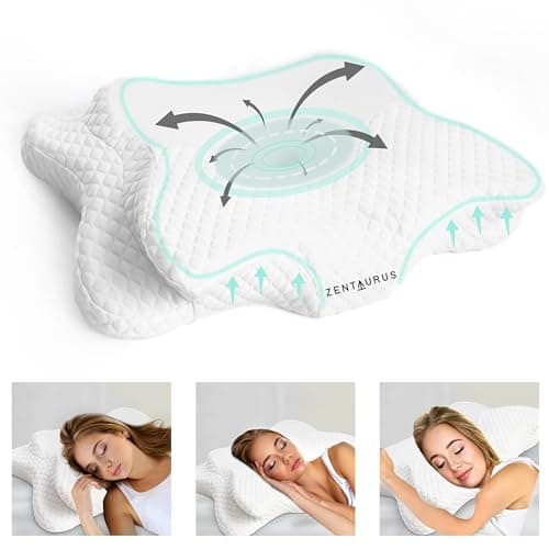 Zentaurus Almohada Cervical - Almohada ORTOPEDICA para CERVICALES - 60x40x12 - Almohada ERGONÓMICA - COJIN Cervical - Almohada para CERVICALES - Confort Y Soporte para Cuello