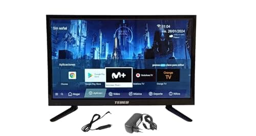 Televisor Smart TV de 22 Pulgadas. con Adaptador de 12v y 230v. Android. Full HD. DVB-S2/C/T2/T. para autocaravanas, Campers, viviendas, caravanas, Barcos. (22 Pulgadas)