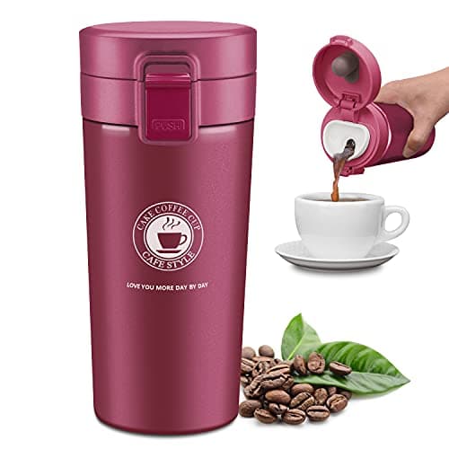 JEEZAO 380ML Termico Café,Tazas Térmicas Viaje,Termo Botellas Aislantes Acero Inoxidable,Sin BPA,Prueba de Fugas