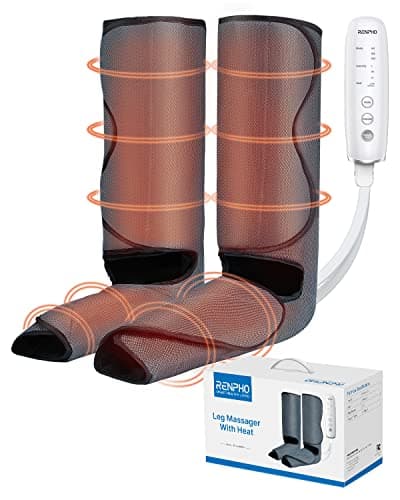 RENPHO Masajeador de Piernas con Función de Calor, Masaje de Compresión de Pies y Pantorrillas para la Relajación, con 3 Modos Intensidades y 2 Calor, Masajeador de Piernas Regalo para Mamá Papá