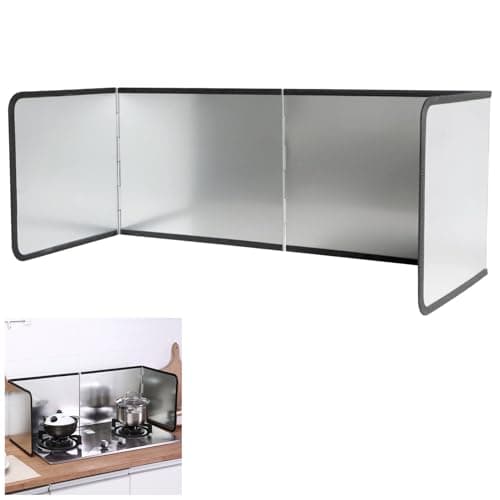 Fousenuk Protector Pared Antisalpicaduras Cocina, 4 Lados Panel Protector Salpicaduras Cocina Plegable, Protección Antisalpicaduras Pantallas, Fácil de Limpiar, para Estufas y Sartenes (76x29x30cm)