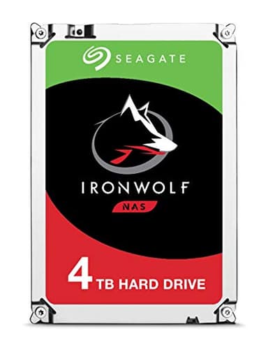 Seagate IronWolf, 4TB, NAS, Disco duro interno, HDD, CMR 3,5" SATA 6GB/s, 5900 RPM, caché de 64 MB para almacenamiento conectado a red RAID, y 3 años Rescue Services (ST4000VN008)