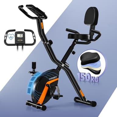 VANNECT Bicicleta Estatica Plegable con Respaldo y Pantalla LCD Medición Manual del Pulso Cyclette Pieghevole 4 in 1