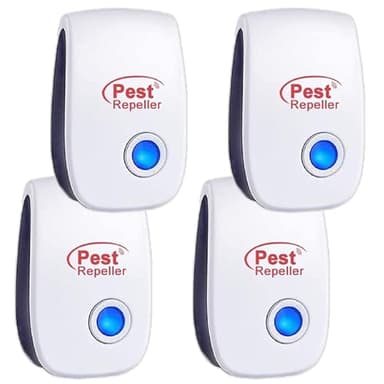 Repelente Ultrasónico de Plagas, 4 Pack Electrónico Repelente Mosquitos Control de Plagas, Repelente Ultrasónico Ratas para Anti Mosquitos, Moscas, Ratones, Cucarachas, Arañas, Roedores