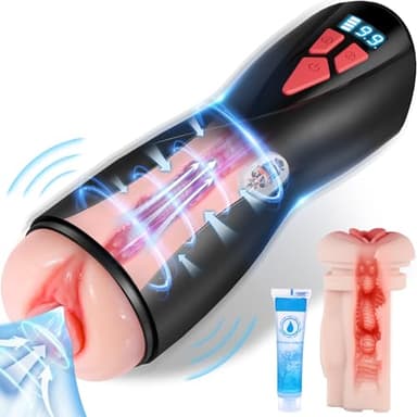 Masturbadors Masculinos Juguetes Sexuales Hombre - Masturbádores Masculino Electrónico LED con 9 Modos Vibración,Vagina Masturbador Pene Vibrador Juguetes Eróticos para Pareja Sexuales