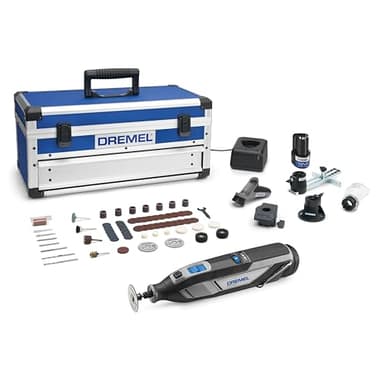 Dremel 8240 - Multiherramienta sin cable con batería de litio de 12V 2Ah, kit de 5 complementos y 65 accesorios, Velocidad variable 5000-35 000 rpm y carga rápida con estuche Platinum