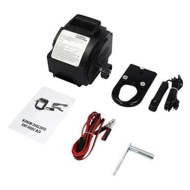 Cabrestante eléctrico de 12 V - Cabrestante de alto rendimiento con 300 W y 2721 kg de fuerza de tracción, contactos robustos y engranajes de acero para coches, remolques, remolques, barcos, yates y