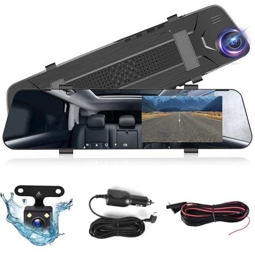 NHOPEEW Espejo Retrovisor Dash CAM con Cámaras Duales 1080P Soporta Sensor de Gravedad/Asistencia al Aparcamiento/Grabación en Bucle/Visión Nocturna/Brillo Ajustable + Tarjeta SD 64GB