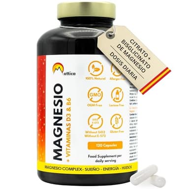 Citrato de Magnesio con Magnesio Bisglicinato 2100mg + Vitamina D3 y B6 - Más Energía | Mejora Sueño | Menor Dolor Articular | Relajante Muscular | Magnesio Complex con Vitaminas para el Cansancio