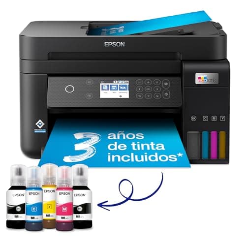 Epson EcoTank ET-3850, Impresora Wifi A4 Multifunción 3en1 con Depósito Tinta Recargable, Impresión Doble Cara (Dúplex), Alimentador Documentos (ADF), Pantalla LCD, Bandeja Frontal, Mobile Printing