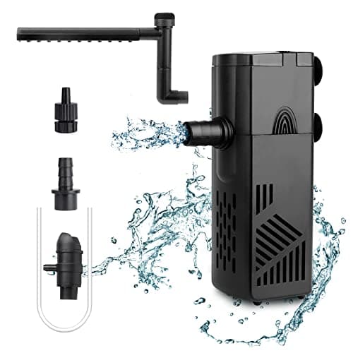 Hygger Filtro Interior para Acuario, 220L/H 3W Filtro de Tortuga Flujo de Agua Ajustable, Filtro para Acuario de hasta Apto para 20-40 litros