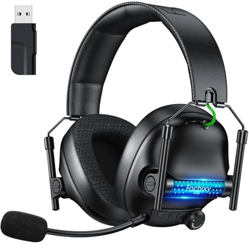 Fachixy FC400 Cascos Gaming Inalámbricos para PC, PS5, PS4, Auriculares Gaming Inalámbricos de 2,4GHz Wireless+Bluetooth - Baja Latencia, Duración 40Hr+, Luces RGB(Negro)