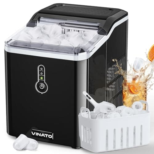 VINATO Maquina de Hielo, Máquina de Cubitos de Hielo Pequeña, 9 Cubitos de Hielo en Sólo 6 Minutos, Máquina de Cubitos de Hielo 15kg/24h, Máquina de Cubitos de Hielo para Uso Doméstico