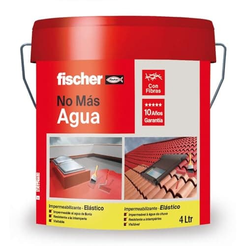 fischer - Pintura Impermeabilizante con Fibras | Resistente al Agua y Exteriores | Protección Elástica y Antideslizante | Ideal para Terrazasy Techos | 4L (Cubo 5kg) | Terracota