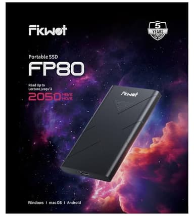 Fikwot FP80 SSD Externo 500GB SSD Portátil USB-C 3.2 Gen 2, hasta 2050MB/s, Disco Duro Externo SSD para iPhone 15 Series, PS5/PS4(Pro), Android, Xbox, Mac, PC