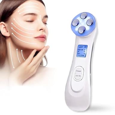 Aparato Radiofrecuencia Facial,Masajeador Facial Eléctrico Cara Antiarrugas - Máquina de Belleza LED EMS Lifting para Líneas,Rejuvenecimiento,Limpieza Facial,Cuidado Facial