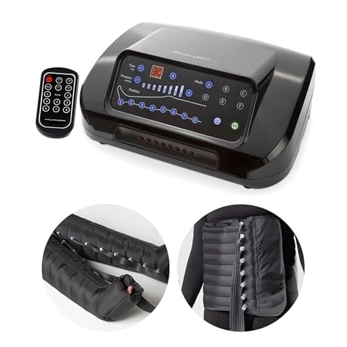 Dinamicamed ® Presoterapia Profesional para Casa Completo con 6 Programas de Masaje - Maquina Presoterapia Piernas 8 Cámaras de Aire con Perneras XL y Cinta para el abdomen