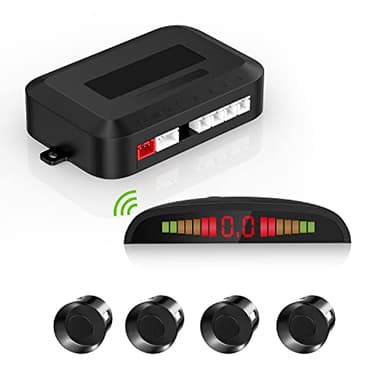 Kit de asistencia de aparcamiento inalámbrico, sistema de radar de marcha atrás con sensor de 4 PDC, indicador de distancia LED inalámbrico con advertencia acústica + 4 BK color ayuda de aparcamiento