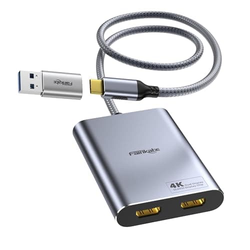 fairikabe Divisor USB C y USB 3.0 a Dual HDMI, pantalla extendida, adaptador de monitor dual 4K60Hz para Mac M1 M2 M3, adaptador DisplayLink para monitores duales (para MacBook, MacBook Air, MacBook