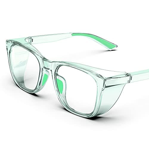 TOREGE Gafas protectoras transparentes con protecciones laterales, antivaho y antiarañazos, con empuñaduras antideslizantes y protección UV completa, ideales para mujeres y hombres