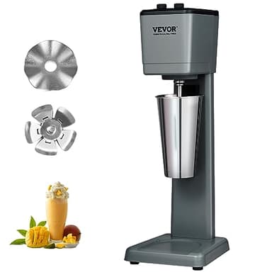 VEVOR Batidora Eléctrica para Batidos de Un Solo Cabezal, 375 W, 3 Velocidades, 15000/18000/21000 RPM, Vaso de Acero Inoxidable de 820 ml para Preparar Bebidas, Té con Leche, Batidos, Barra Casera