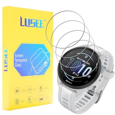 LUSEE 4 Piezas Protector de Pantalla para Garmin Forerunner 165 Cristal Vidrio Templado [Dureza 9H] [Alta Definición] [Resistente a los arañazos] HD Protector