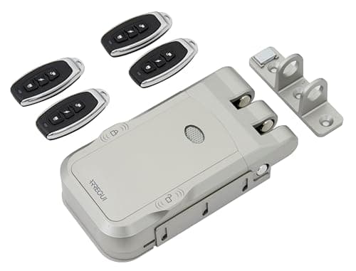 ARREGUI CI30P Cerradura de Seguridad Invisible para Puerta con 4 mandos a distancia | Antirrobo | Anti Okupas | Cerradura Electrónica para Puerta | Cerradura Inteligente | Cerrojo interior | Plata