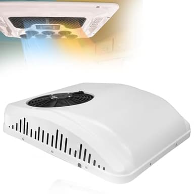 Lakenbroade Aire Acondicionado en la azotea para vehículos recreativos con calefacción de 12 voltios, Aire Acondicionado para Autocaravana 10000BTU de 12 V,12V