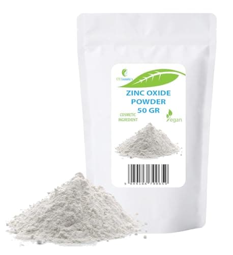 Polvo de óxido de zinc - 50 gr - Ingrediente cosmético, material de alta pureza, no nano