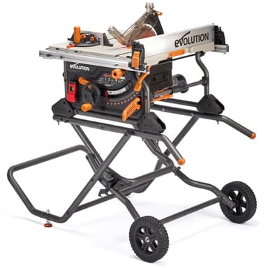 Evolution Power Tools R255TBLX+ Sierra De Mesa Con Soporte (Próxima Generación Rage 5-S) Hoja De Corte Multimaterial Corta Madera Metal Plástico, Bisel 45˚, +/- 60˚ Ángulo De Inglete, 1800w