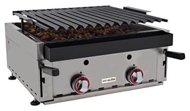 Haltra Barbacoa a Gas Piedra volcánica, 60BARH con Parrilla pavonada Regulable, 3 Alturas, Medidas 600X600X260h mm