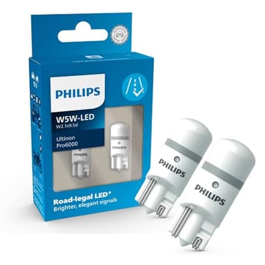 Philips Ultinon Pro6000 W5W T10 LED lámparas de señalización para coche legal para carretera en España*, 6.000K